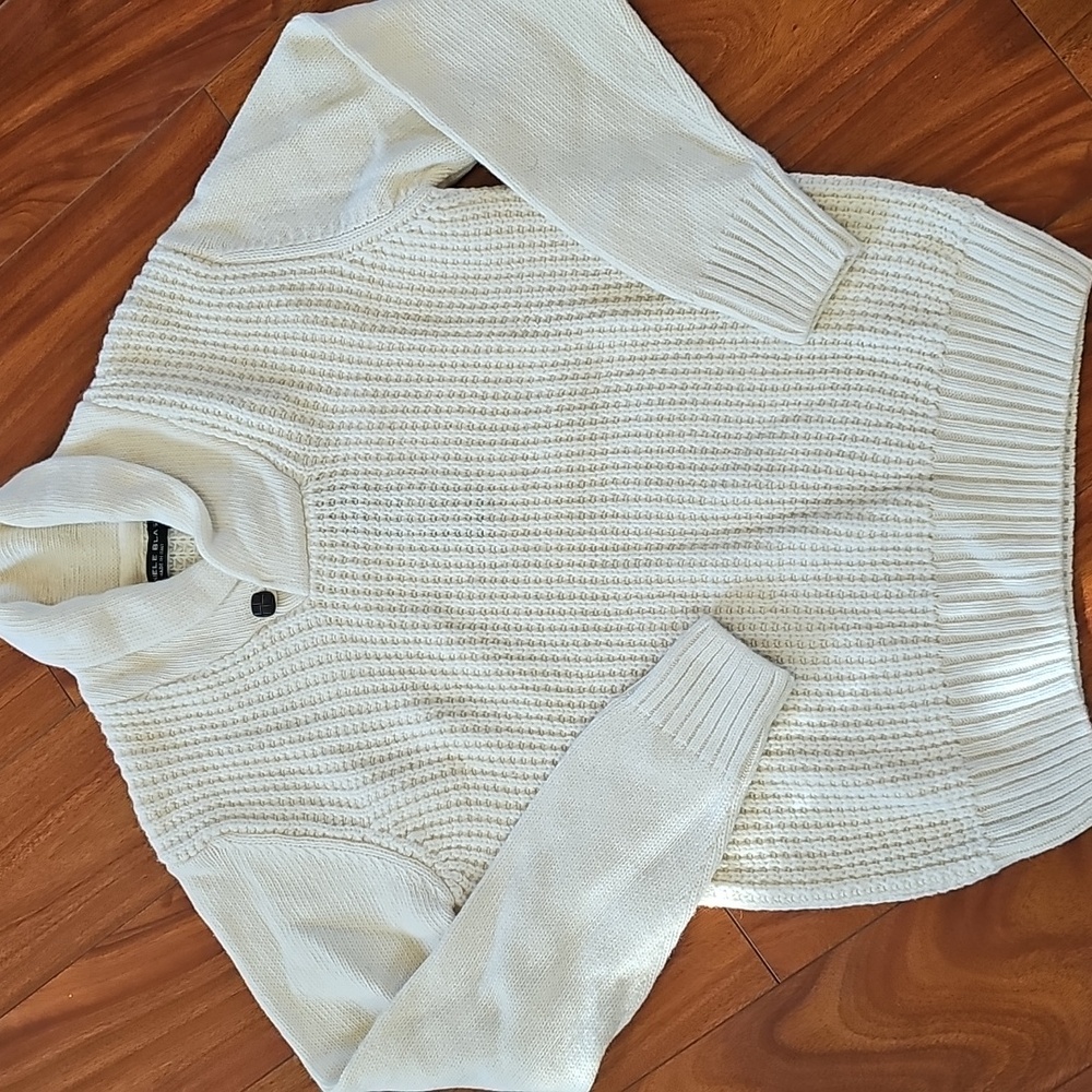 Daniele Blasi Womens Made in Italy Ivory Wool Blend Waffle Knit Sweater Sz M NWT